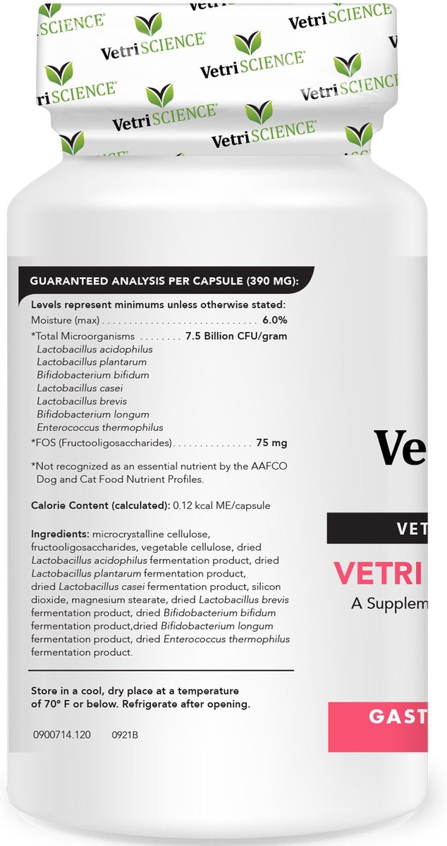 VetriScience Vetri Mega Probiotic Capsules Digestive Supplement for Cats and Dogs