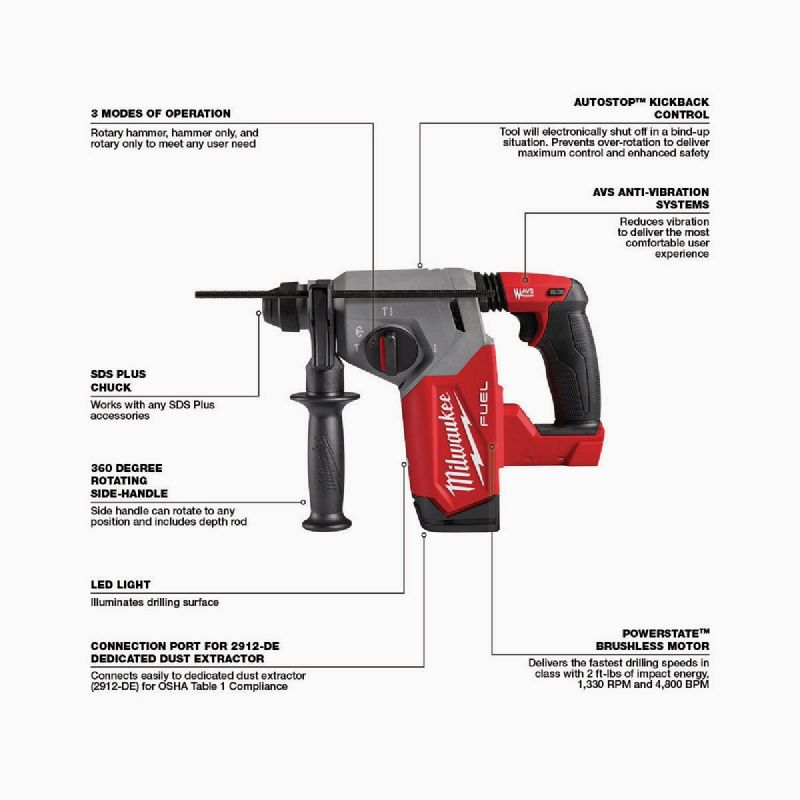 MW M18 FUEL 18V Cordless Rotary Hammer Drill