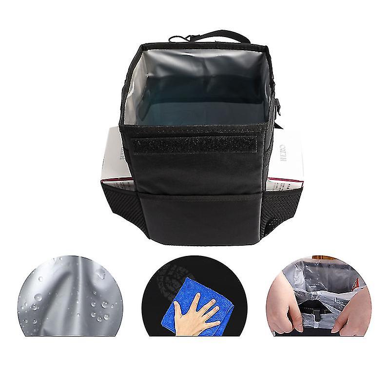 Car Rubbish Bin Foldable Waterproof Auto Trash Bag 6l Oxford With Lid Side Pockets Car Organiser