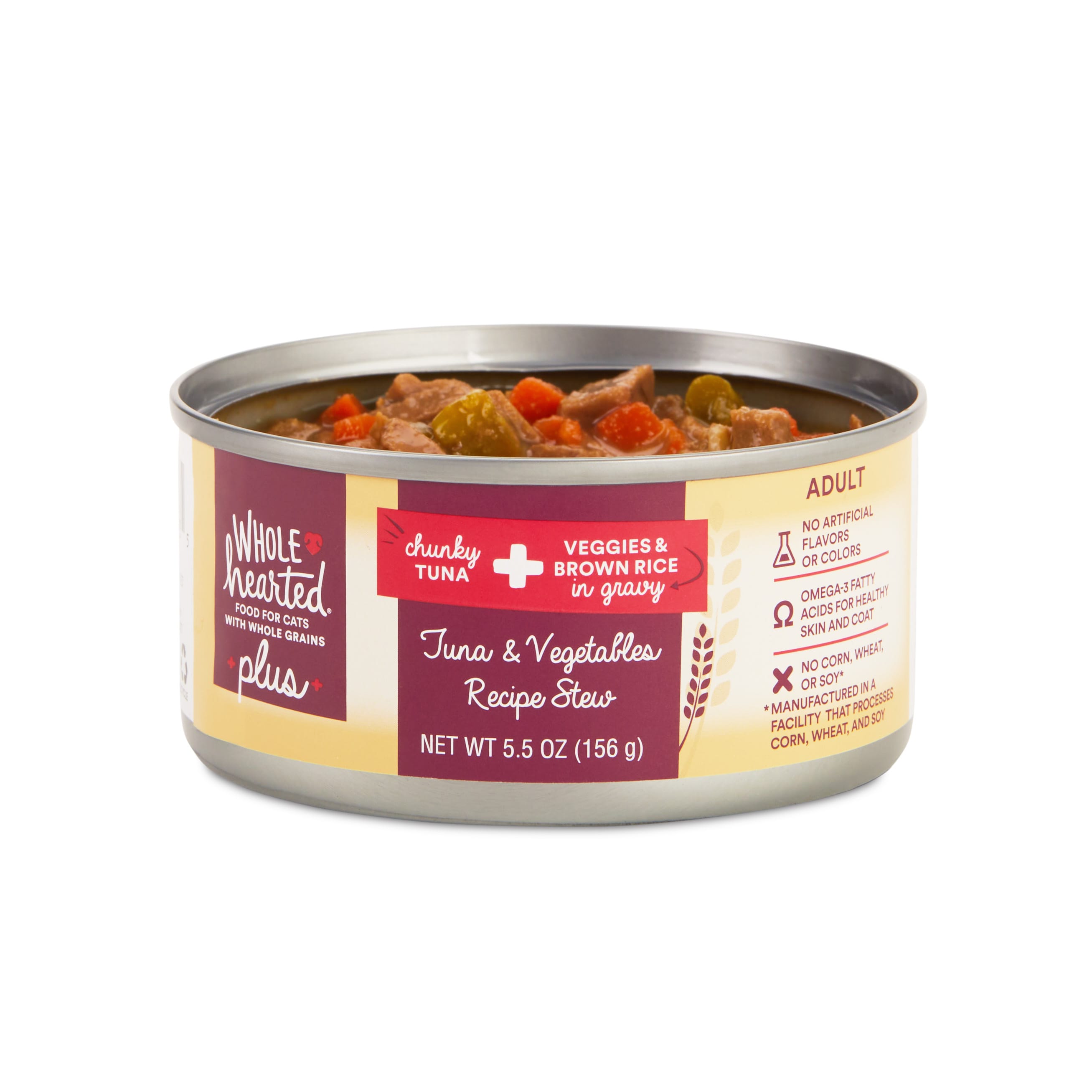 WholeHearted Plus Tuna  Vegetables Recipe Stew Wet Cat Food， 5.5 oz.， Case of 12