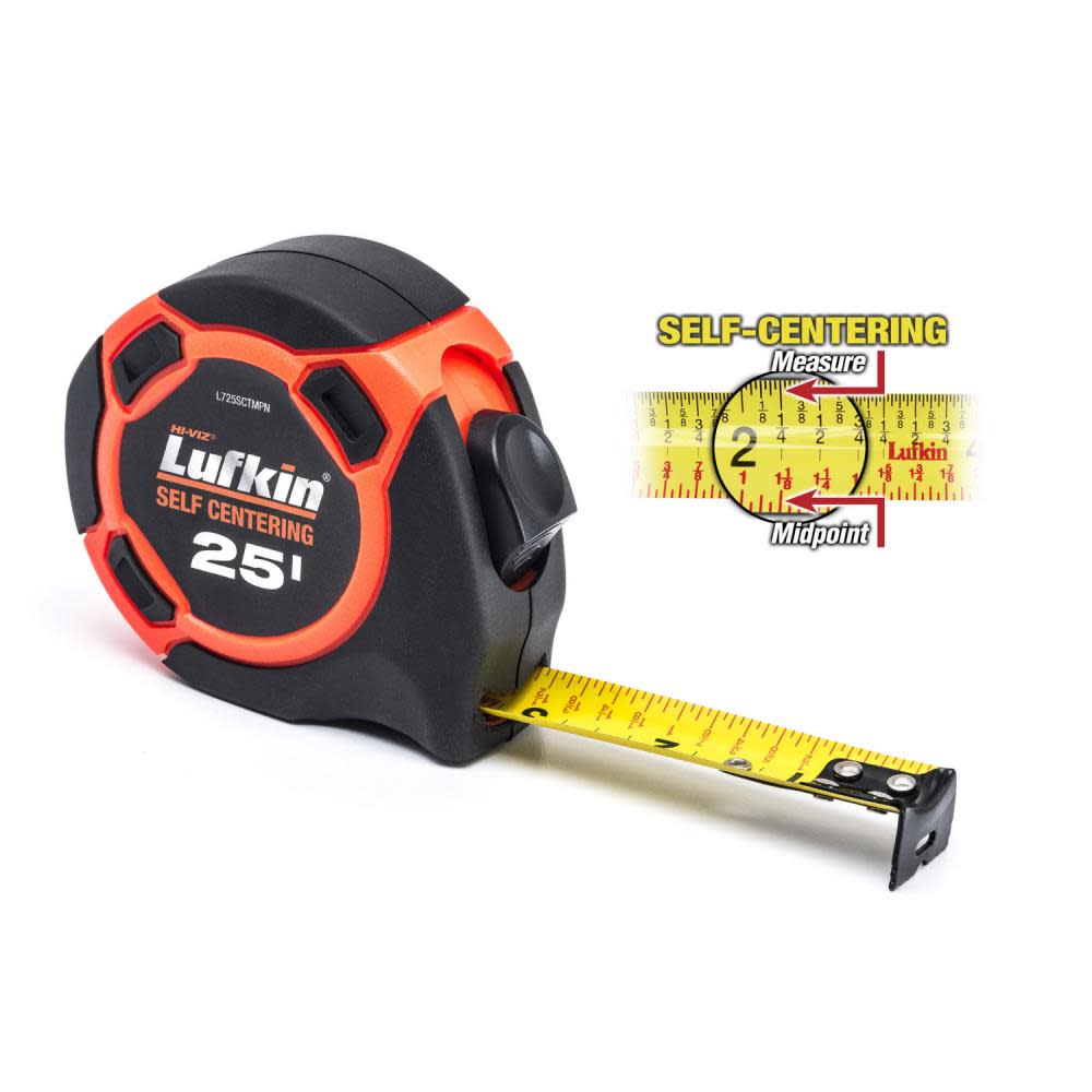 Tape Measure， Self-Centering， 1 In. x 25 Ft.