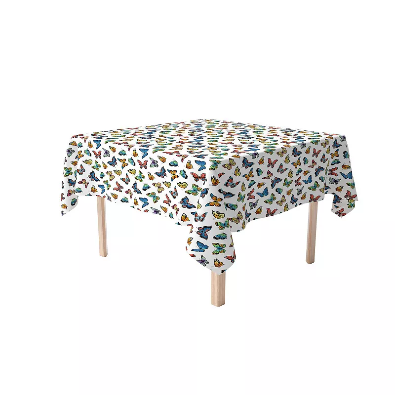 Square Tablecloth， 100% Cotton， 60x60， Butterflies in Bold Colors