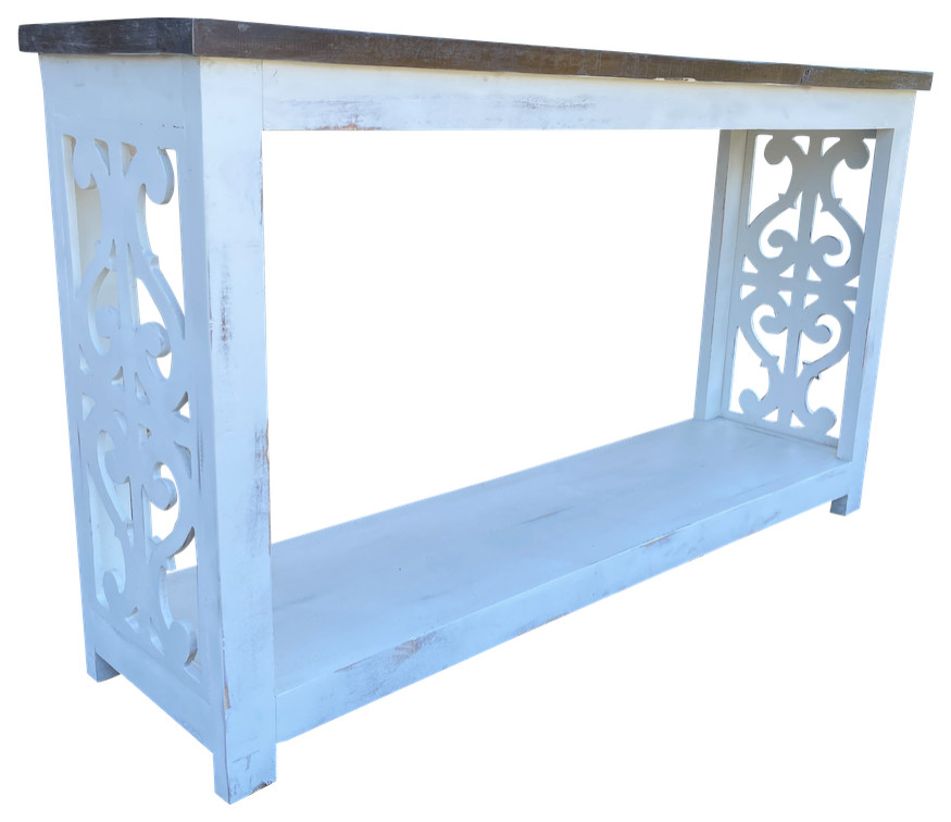 Sofa Table With Side Detail  White   Farmhouse   Console Tables   by Jackson  ampCo.  Houzz