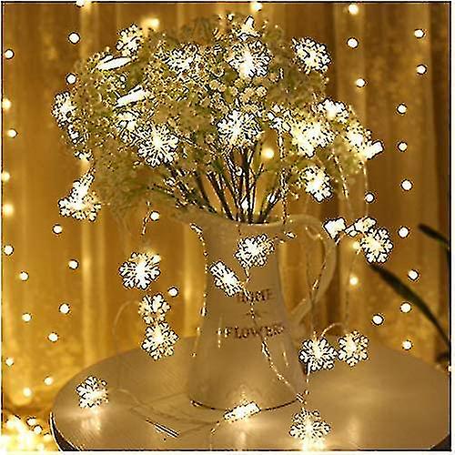 Snowflack Fairy Lights， 20ft 40 Led Batterypowered String Lights， 2 Lighting Modes， Decoractive For