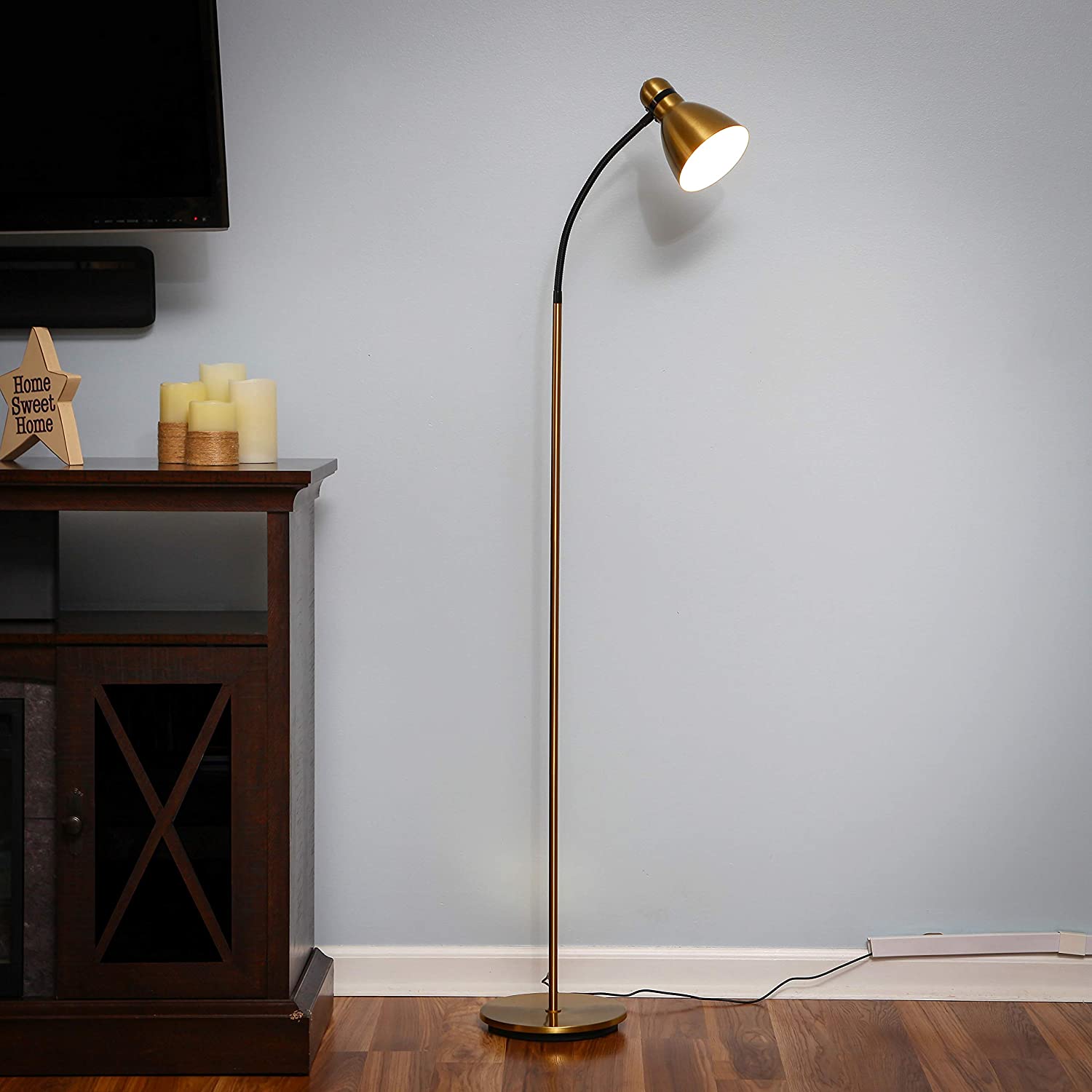 Brightech 63-in Antique Brass Arc Floor Lamp