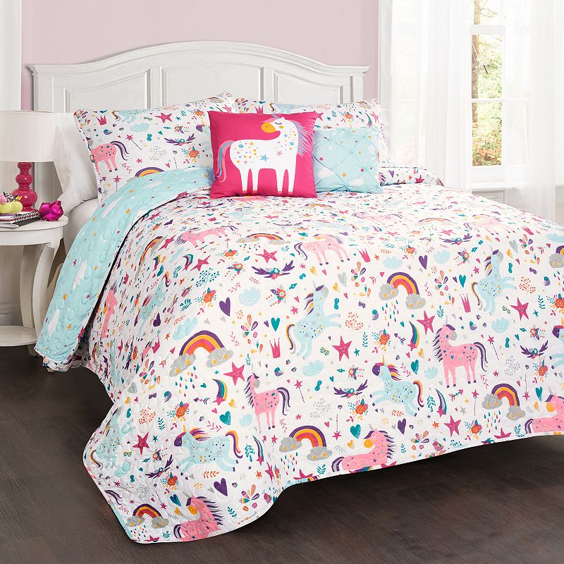 Lush Decor Unicorn Heart Quilt Set