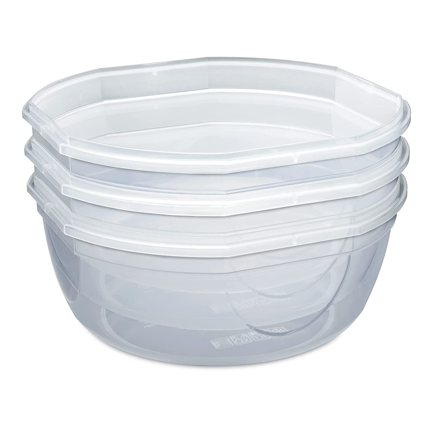 Sterilite 0 Ultra-Seal 2.5 Quart Bowl， Clear Lid and Base with Rocket Red Gasket， 4-Pack