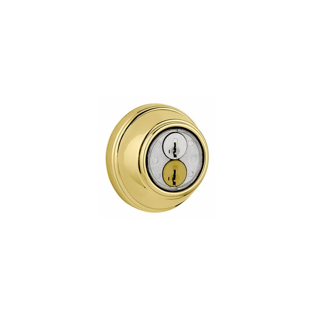 Kwikset SmartKey Door Deadbolt Bright Brass Double Cylinder Round