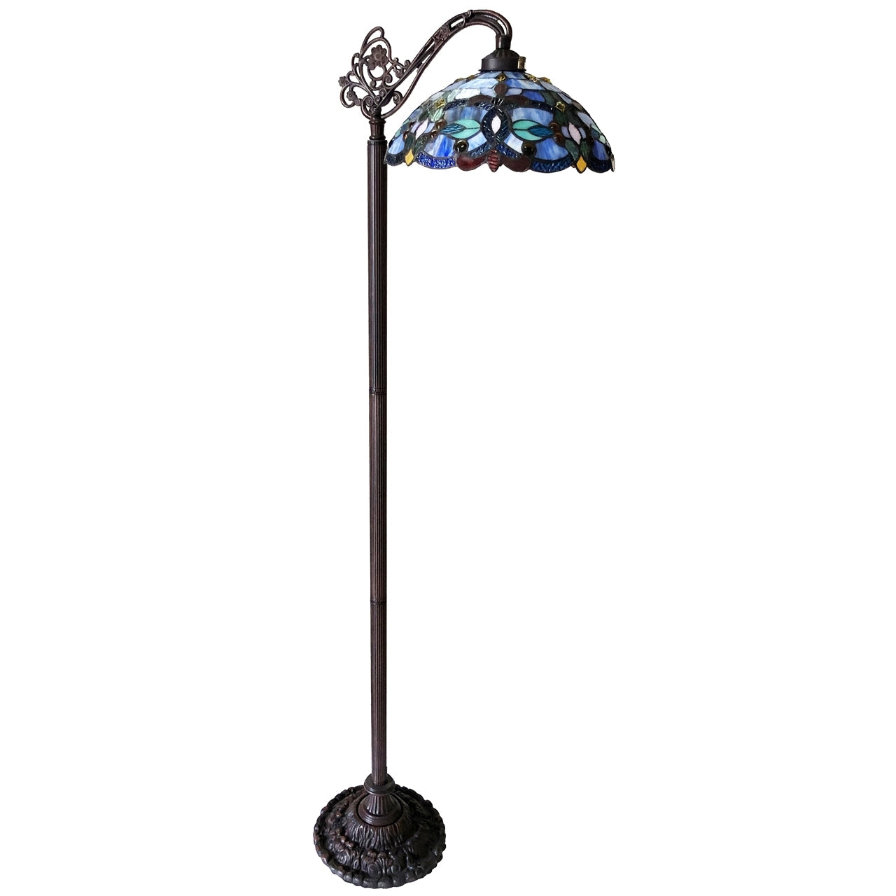 CHLOE Vivian Tiffany-Style Victorian Stained Glass Reading Floor Lamp 60" Height