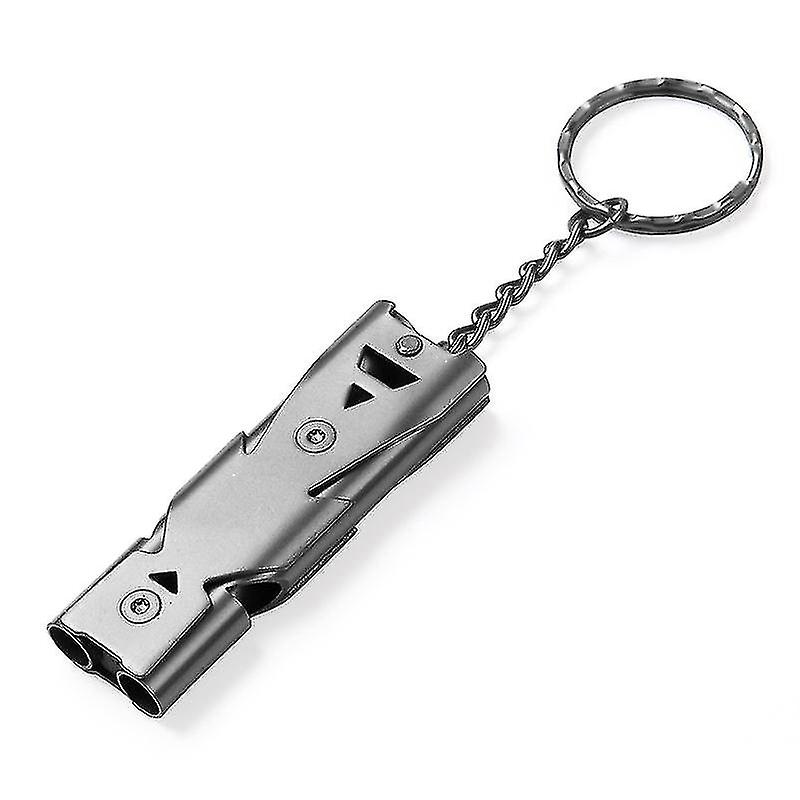 Outdoor Survival Whistle Survival Whistle Stainless Steel Survival Whistle Dual Tube Whistle Field Rescue Whistle High Decibel Whistle Jiujiuso