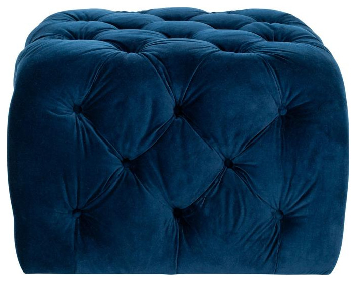 Wayne Tufted Ottoman Navy   Contemporary   Footstools And Ottomans   by Peachtree Fine Furniture  Houzz