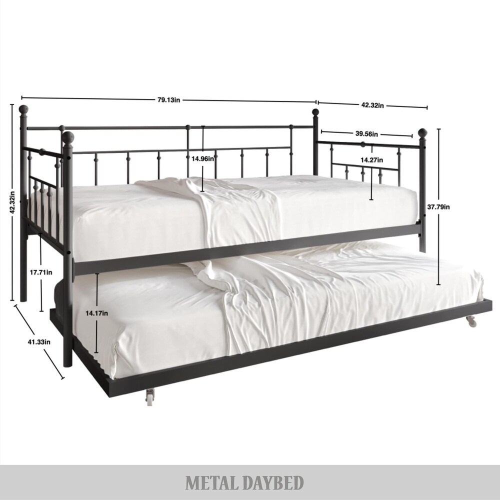 CraftPorch Classic Victorian Metal Twin Daybed with Trundle