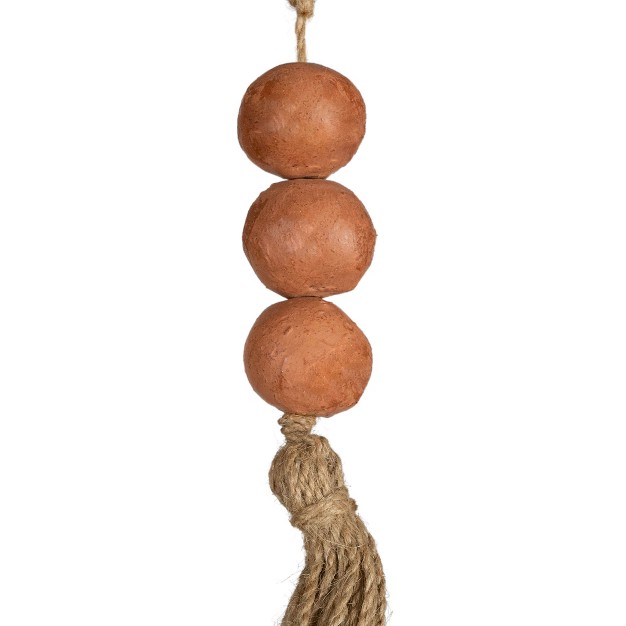 Beaded Terracotta amp Jute Tassel Foreside Home amp Garden