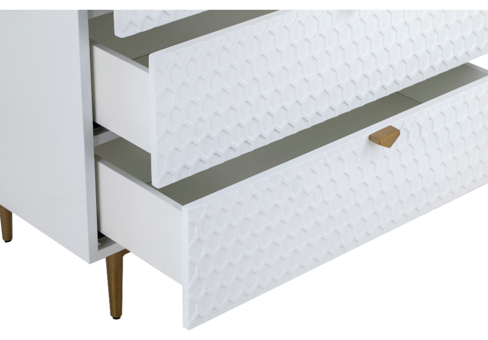 White 3 Drawer Chest  Liang  ampEimil Bolero   Midcentury   Accent Chests And Cabinets   by Oroa   Distinctive Furniture  Houzz