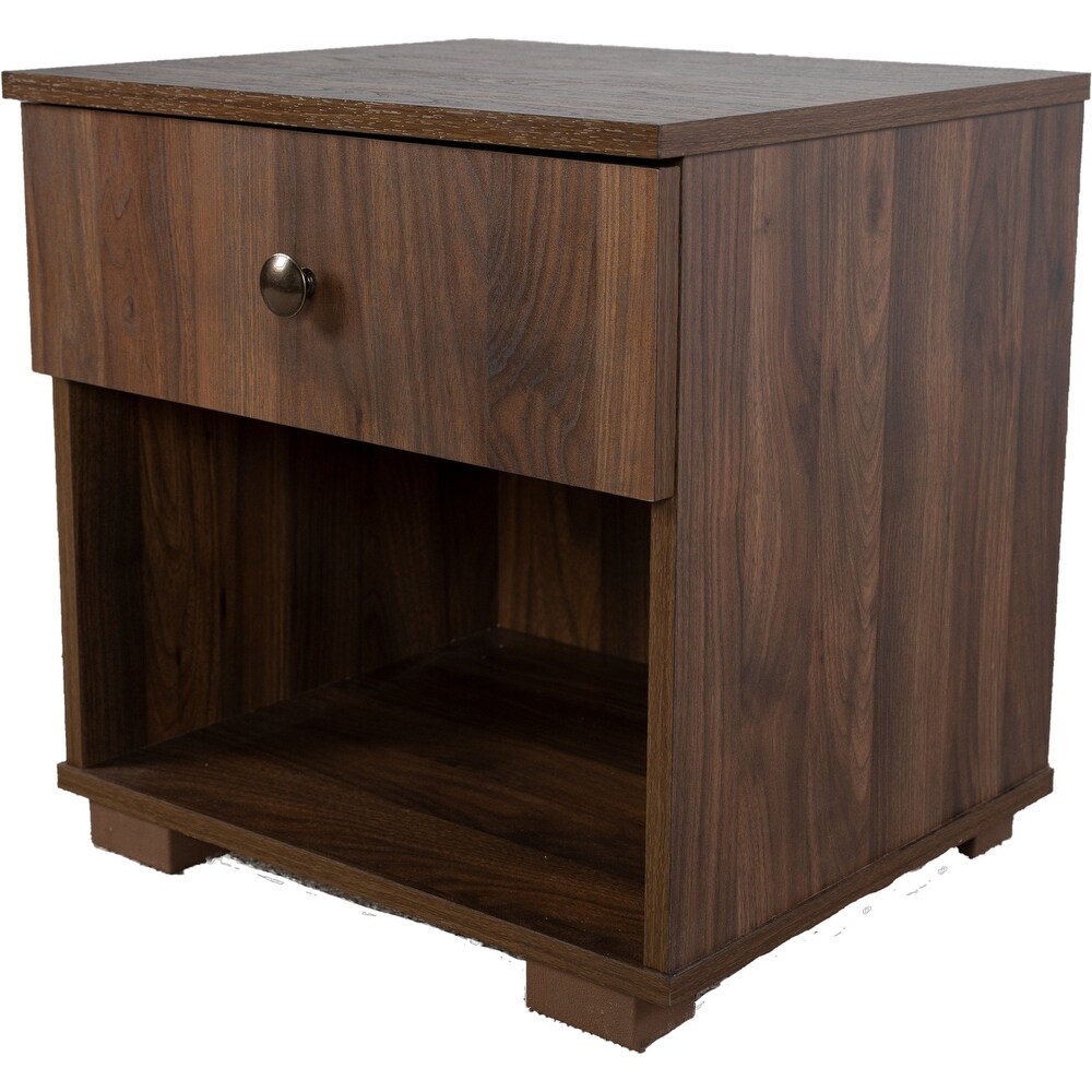 Rachel Bed In A Box with 2 Nightstands in Walnut