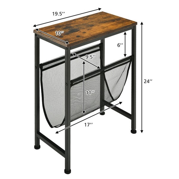 Accent Sofa Side Table Narrow End Table with Magazine Holder