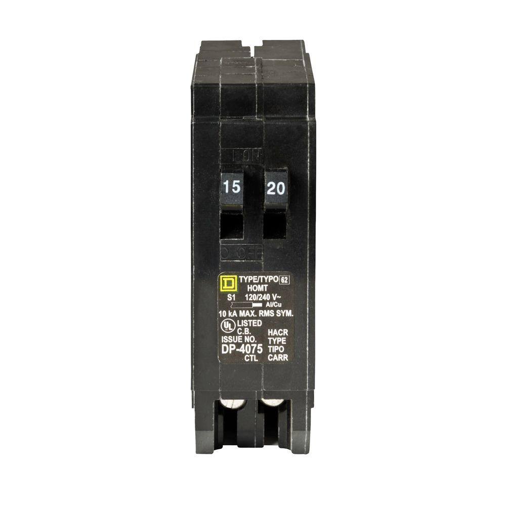 Square D Homeline 15 Amp 20 Amp Single-Pole Tandem Circuit Breaker HOMT1520CP