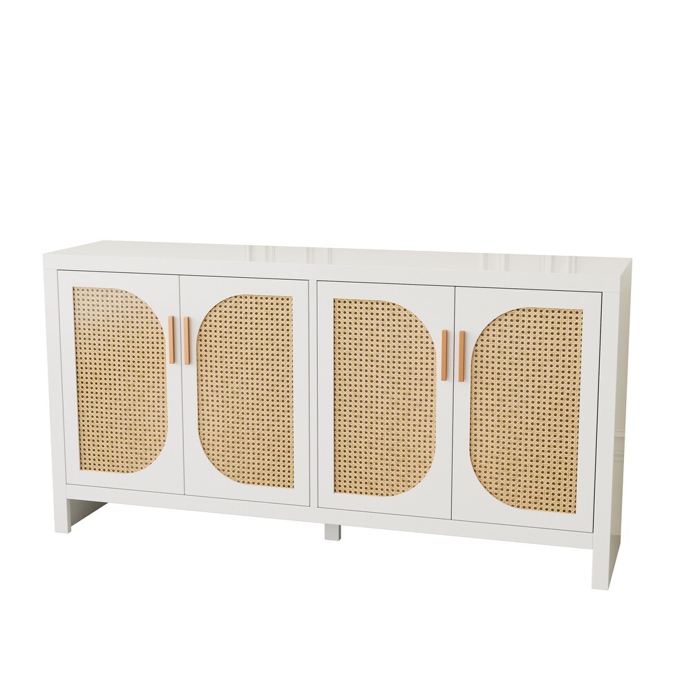 Console table with Rattan Doors and Adjustable Shelves