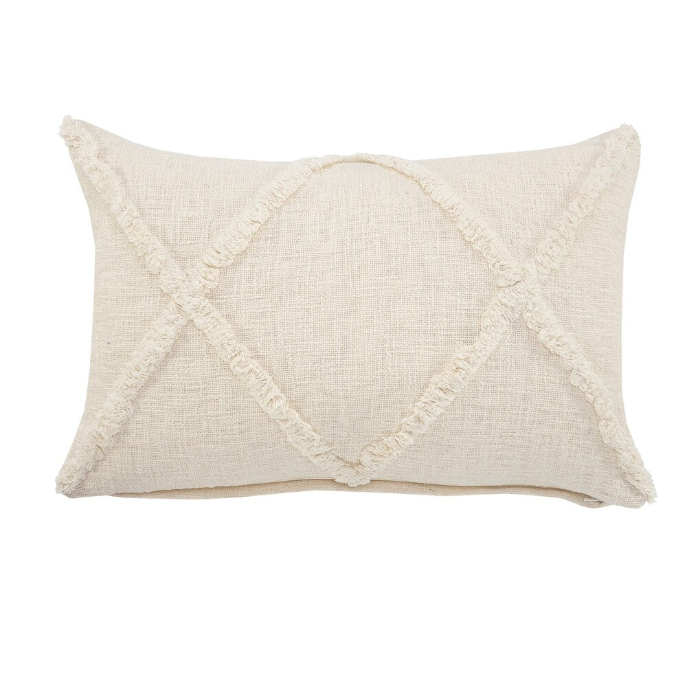 Solid Decorative Diamond Tufted Cotton Throw Pillow