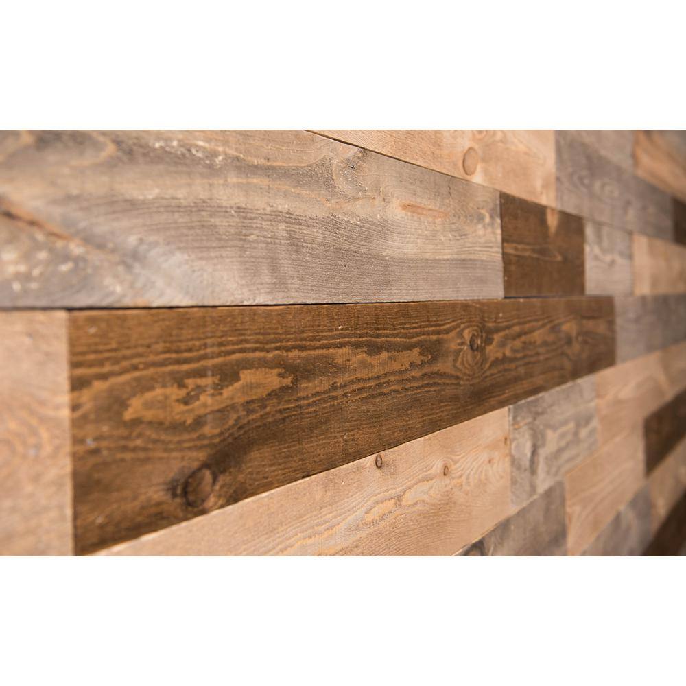 HARDWOOD REFLECTIONS 58in x 5-12in x 48in Rustic GreyBrown Pine Solid Wood Wall Paneling 1063CBDRB-4