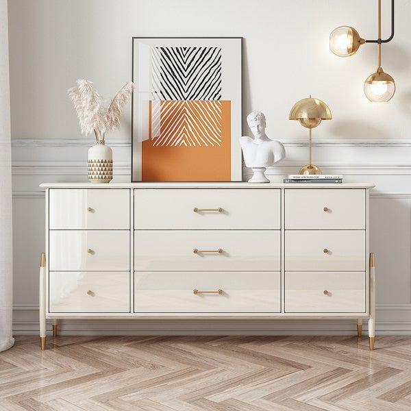 JASIWAY 59'' Wide 9 Drawer Sideboard， White