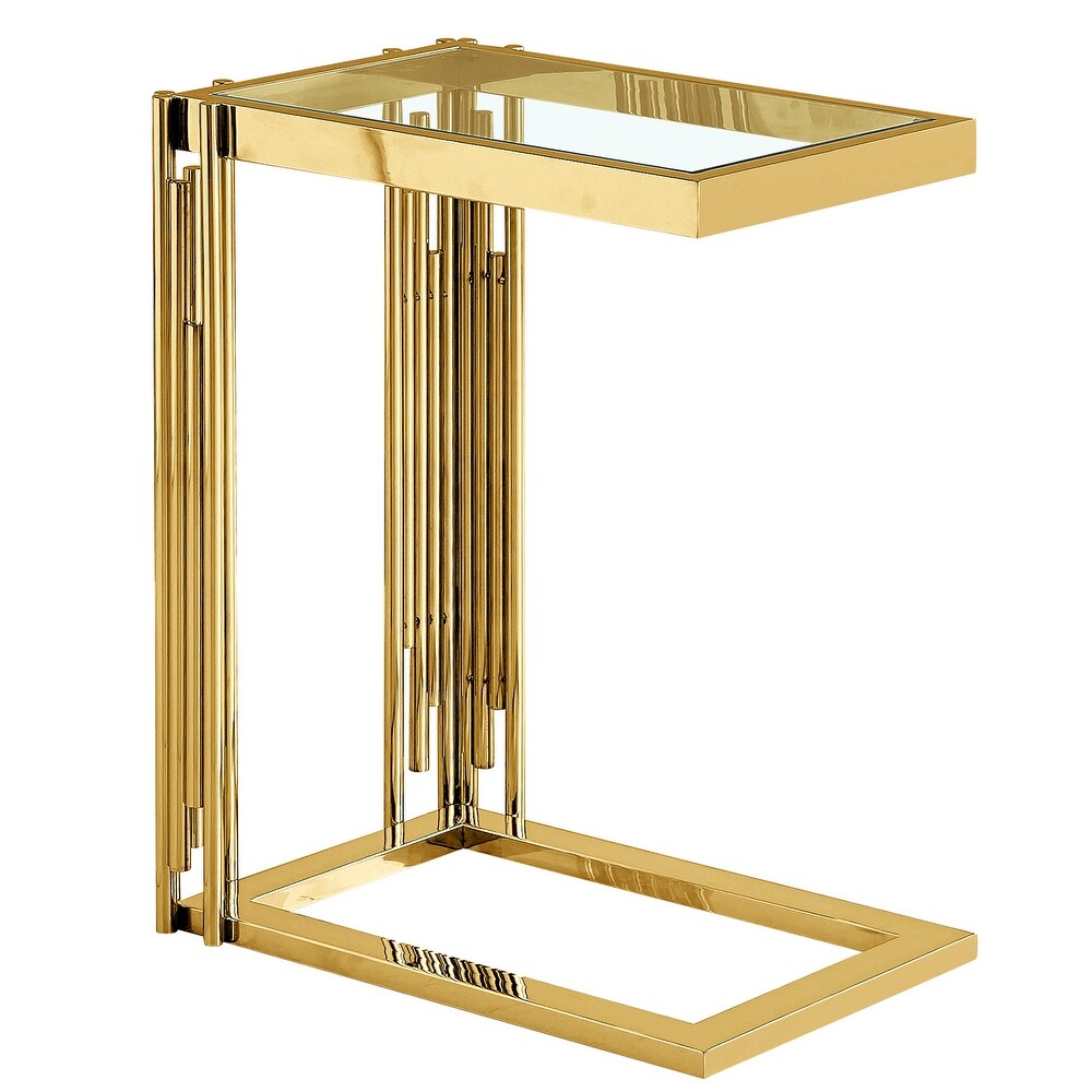 Contemporary Metal and Glass Small Accent Table