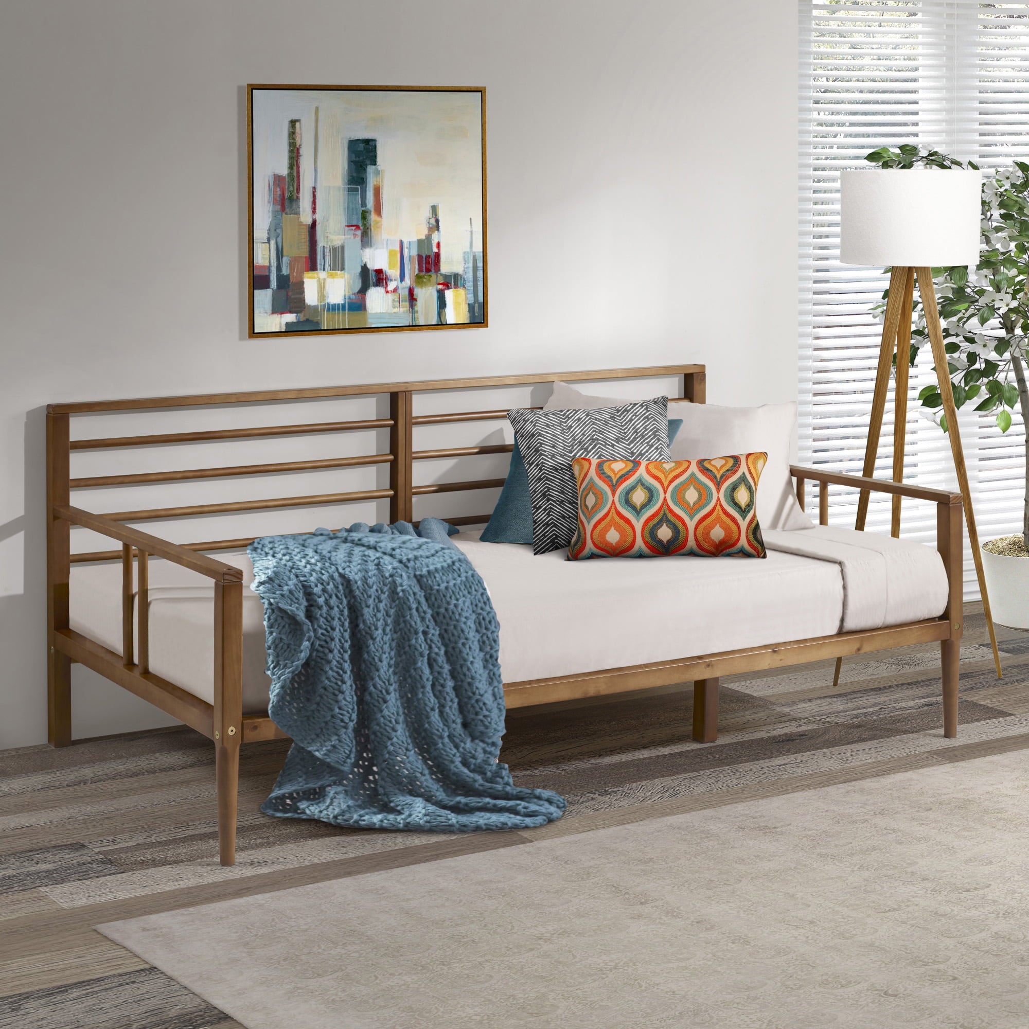 Bellamy Studios Mid-Century Miller Solid Wood Spindle Daybed, Caramel