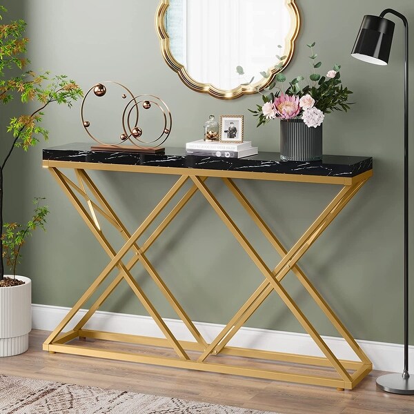 55-Inch Gold Console Table for Living Room， Entryway， Hallway