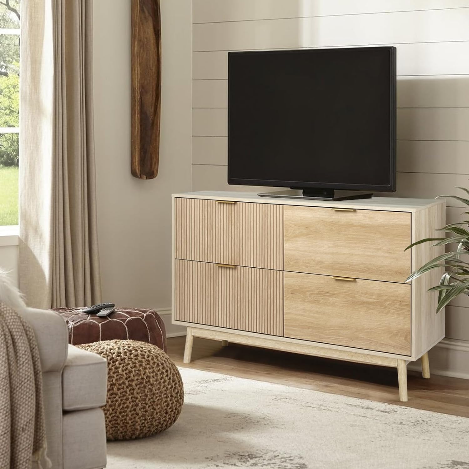 4 Drawer Dresser Farmhouse Storage Chest with Wide Drawers