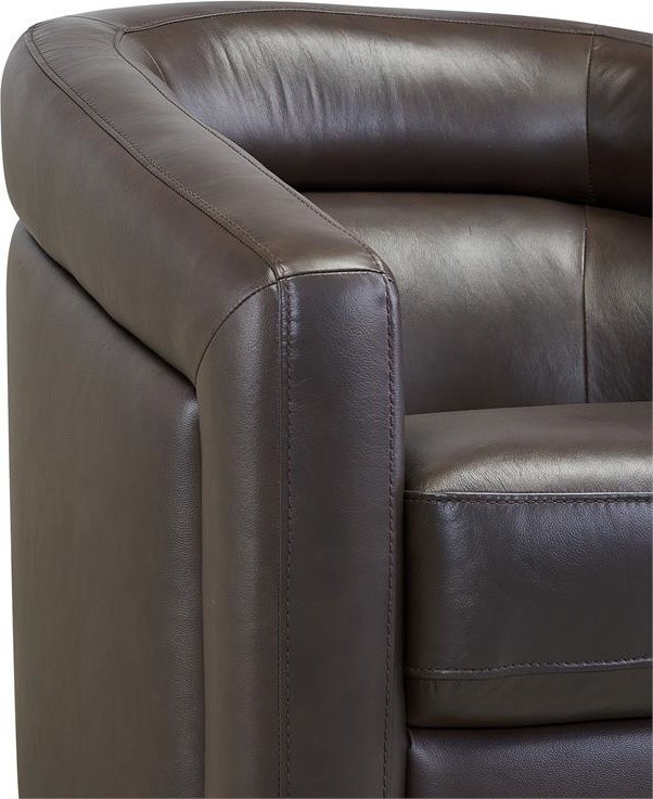 Caras Contemporary Swivel Accent Chair  Espresso Genuine Leather   Contemporary   Armchairs And Accent Chairs   by Armen Living  Houzz