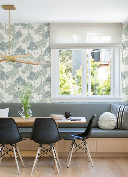 Lykke Green Textured Tree Wallpaper from Hannah Collection