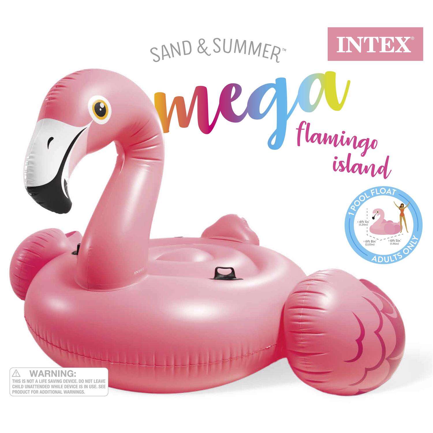 Intex Pink Vinyl Inflatable Mega Flamingo Island Pool Float