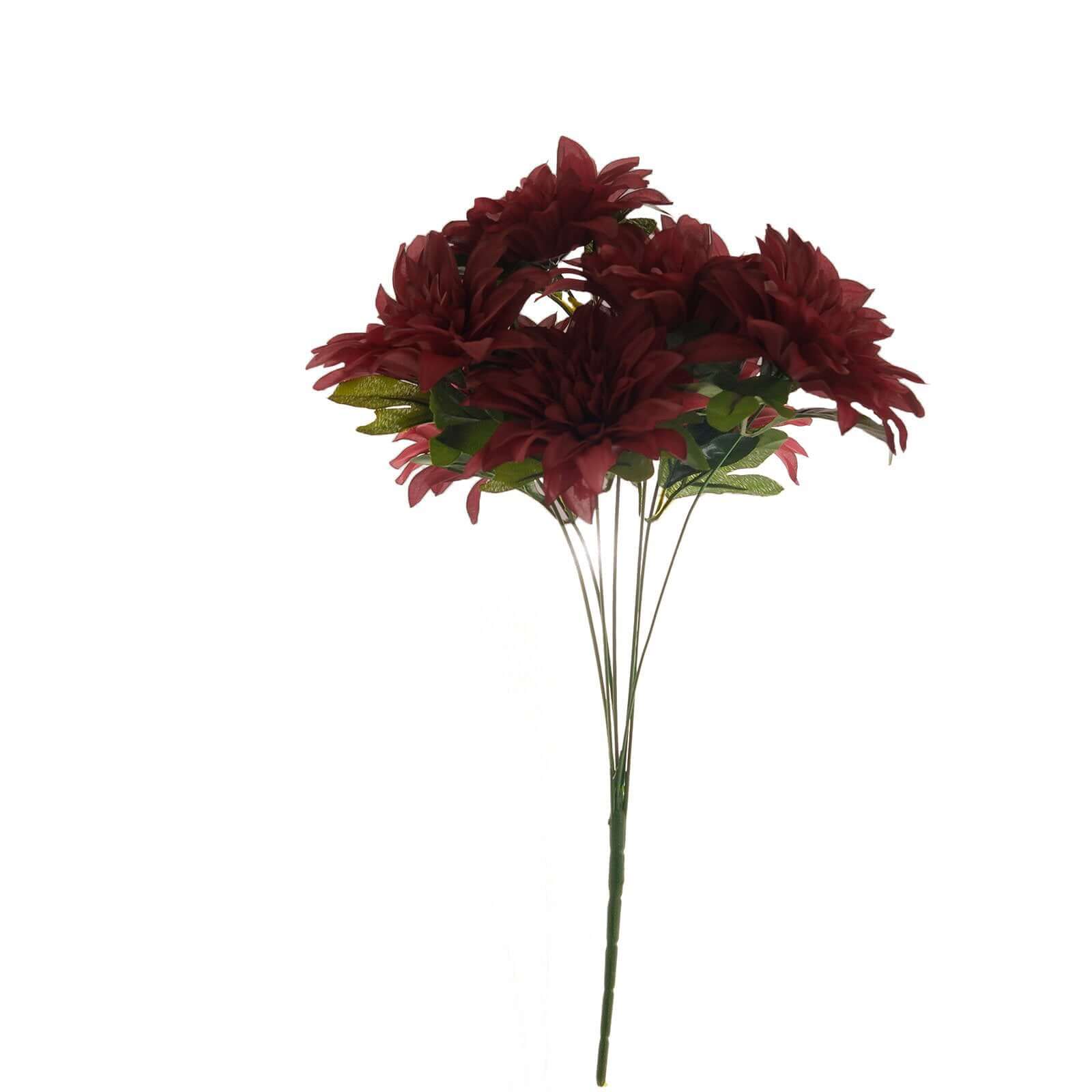 2 Bouquets Burgundy Artificial Silk Dahlia Flower Spray Bushes 20