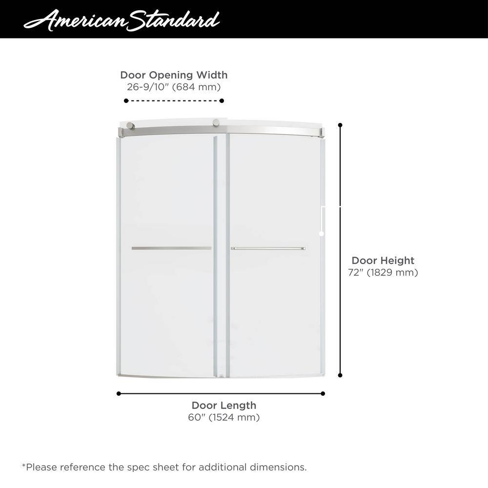 American Standard Ovation Curve 60 in. W x 72 in. H Sliding Frameless Barn Shower Door in Brushed Nickel AM00844400.295