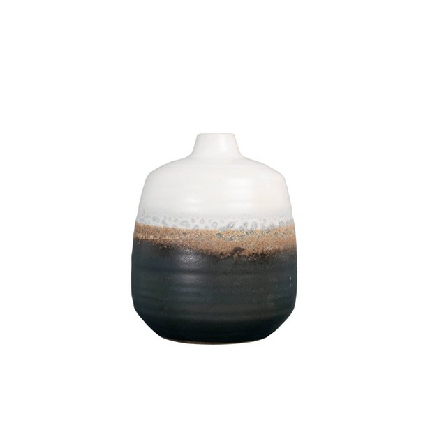 X 6 quot Ceramic Vase With Reactive Glaze Accent Black white Storied Home