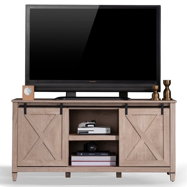 Caffoz Sliding Barn Door TV Stand for TVs Up to 65