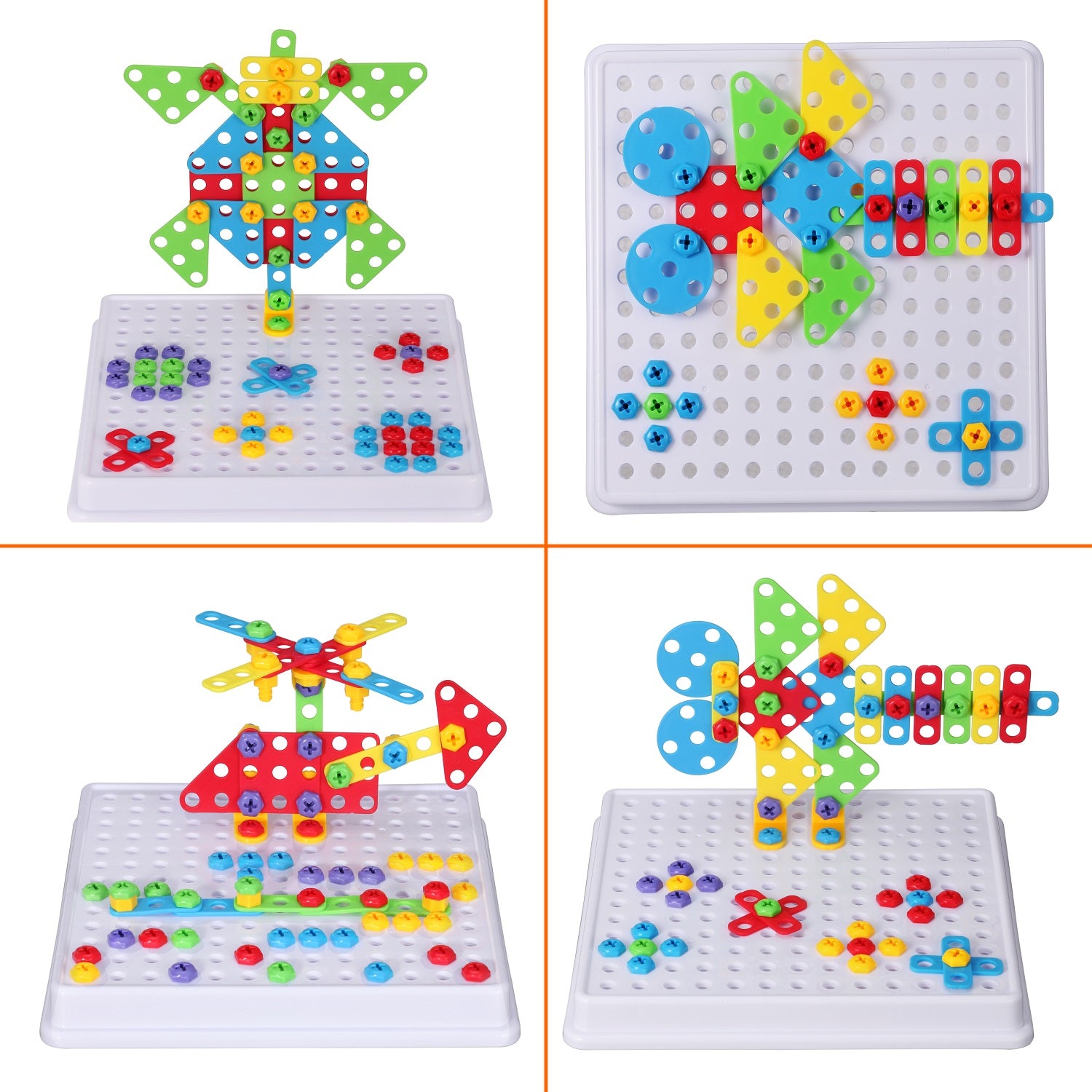 Creative Mosaic Drill Puzzle Set with Screwdriver Construction Tools for Kids， Play Construction Toys