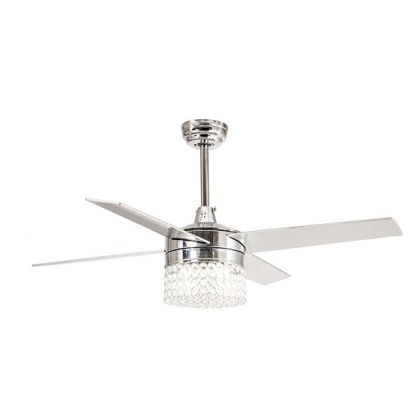 Modern Chrome 4-Blades LED Crystal Ceiling Fan with Remote - 48 Inches Shopping - The Best Deals on Ceiling Fans | 37240647