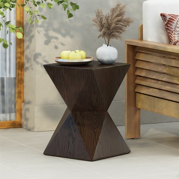 Prismatic WoodLike Grain Indoor Outdoor Lightweight Concrete Side Table