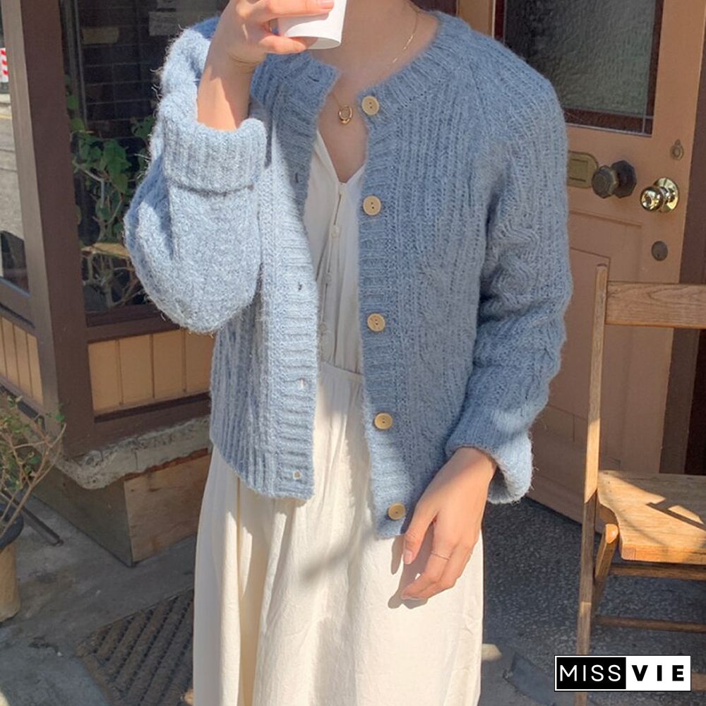 Harajuku Lazy Wind Cardigan Sweater Women Autumn Winter Fashion O-Neck Casual Korean All-match Tops Female Y2k Sweater New