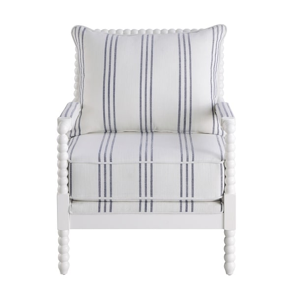 Coaster Furniture Blanchett White and Navy Upholstered Accent Chair