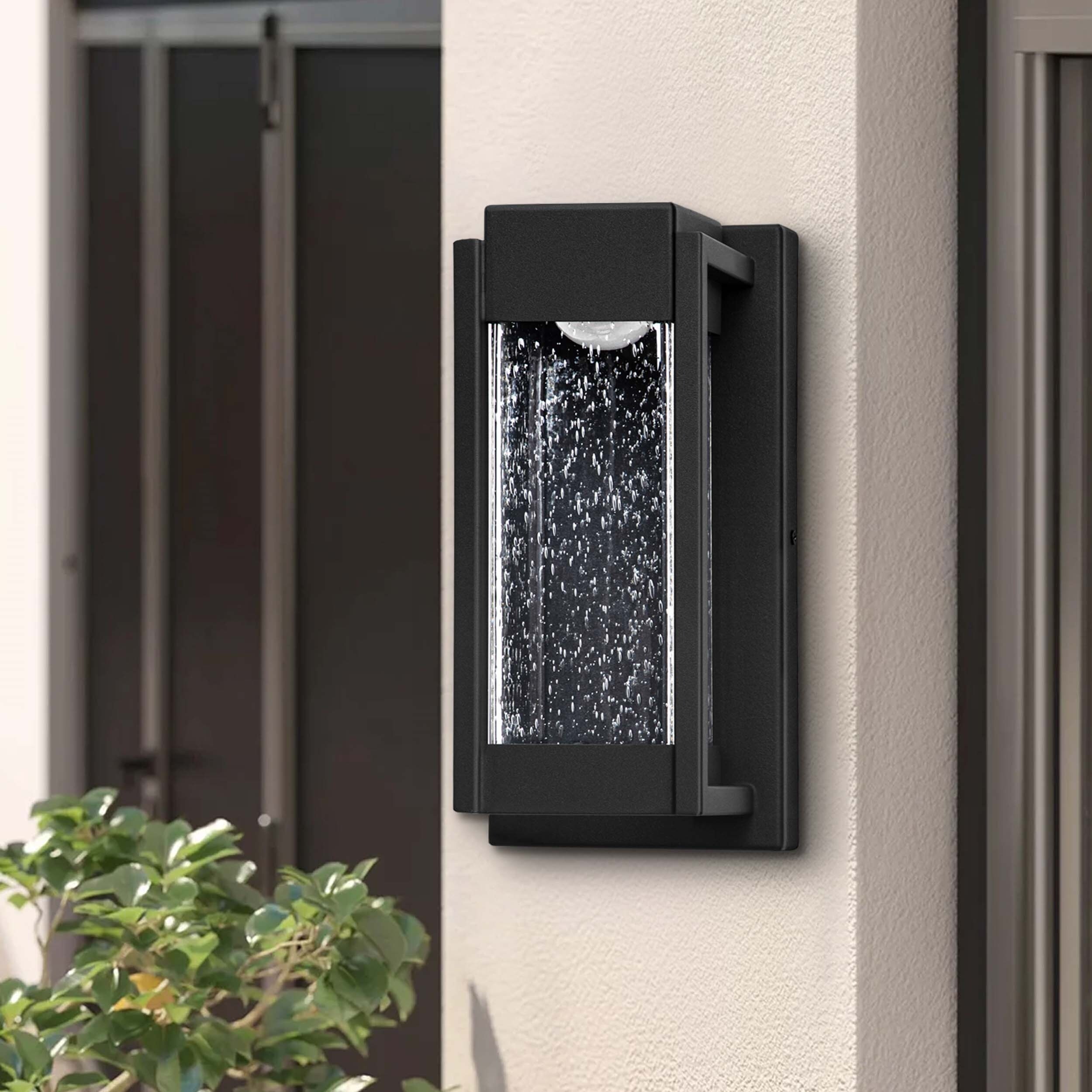 Outdoor Integrated LED Rectangular Wall Sconce w/ Seeded Glass - 5.31