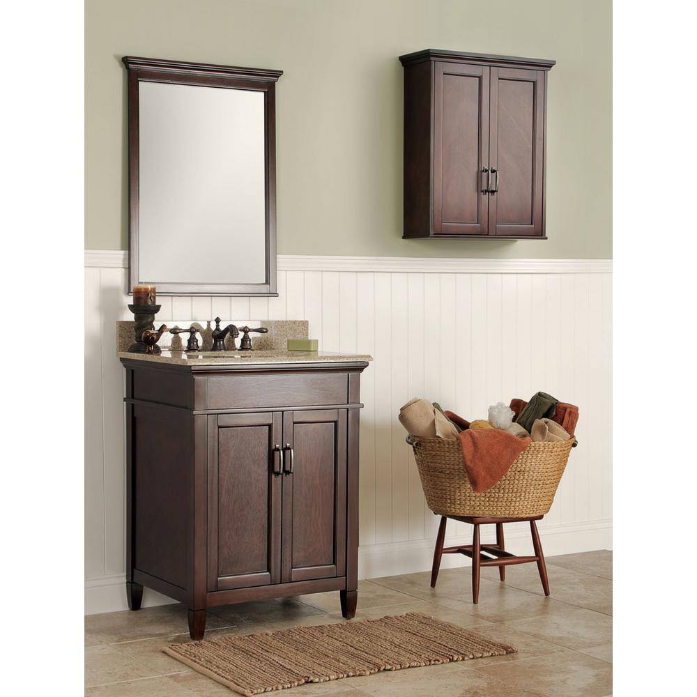 Home Decorators Collection Ashburn 23-12 in. W Bathroom Storage Wall Cabinet in Mahogany ASGW2327