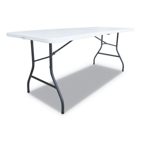 Alera Fold-in-Half Resin Folding Table， Rectangular， 72w x 29.63d x 29.25h， White