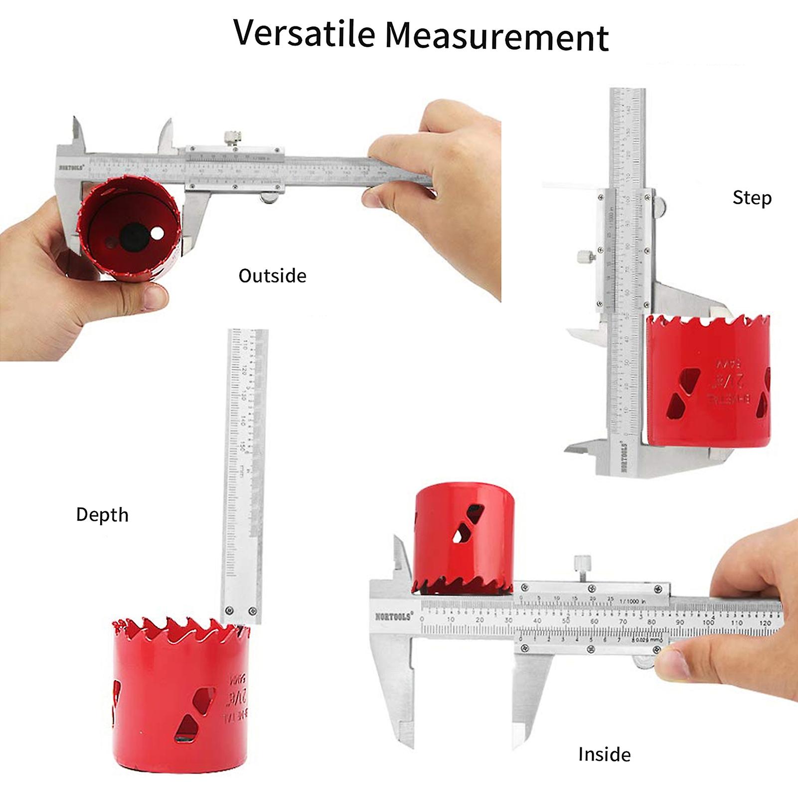 Professional Stainless Steel Vernier Caliper 0-150mm Sliding Gauge Measurement Tool Inside Outside Depth Step Micrometer Measuring No.208555