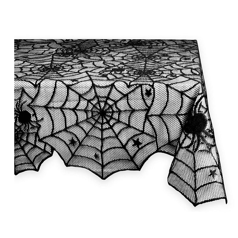 72 Black and White Spider Webb Lace Halloween Tablecloth