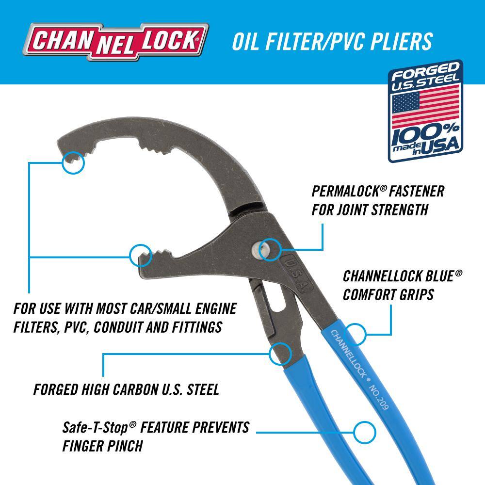 Channellock 9 in. Oil-Filter and PVC Slip-Joint Pliers 209