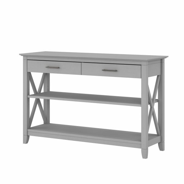 Bush Furniture Key West Console Table with Drawers and Shelves in Cape Cod Gray