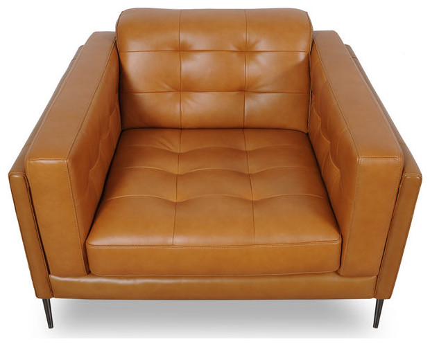 Murray Full Leather Chair  Tan   Midcentury   Armchairs And Accent Chairs   by Moroni  Houzz