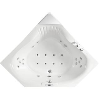 EAGO 60 in. Acrylic Right Drain Corner Apron Front Whirlpool Bathtub in White AM156ETL